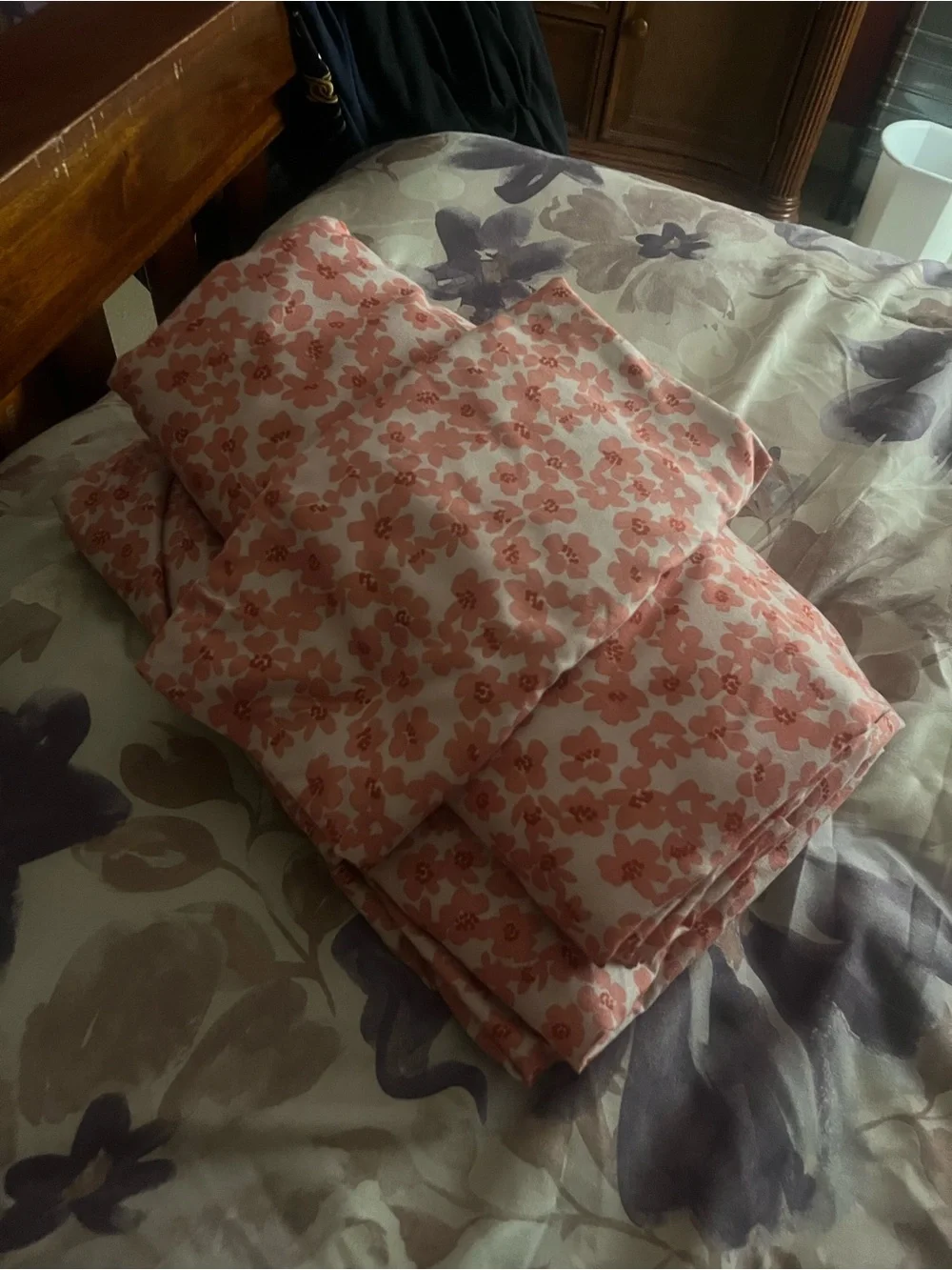 Floral Pink Cotton Twin XL Set - Soft Pink Flower Print